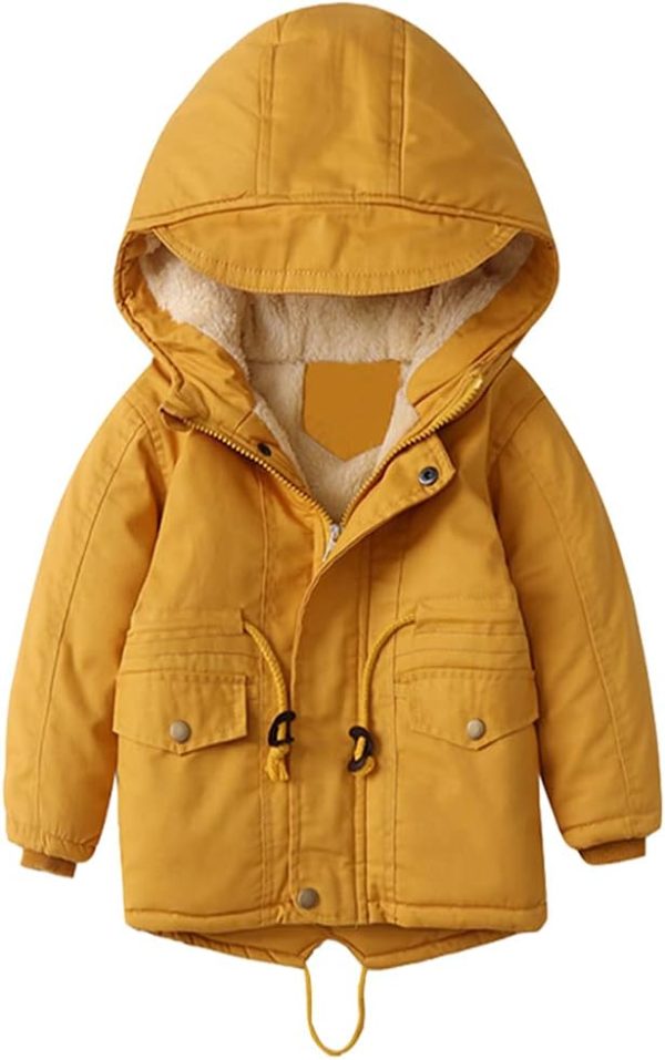 L SERVER Children's Girls Winter Jacket Boys Parka Fleece Lining Thick Warm Hooded Jacket