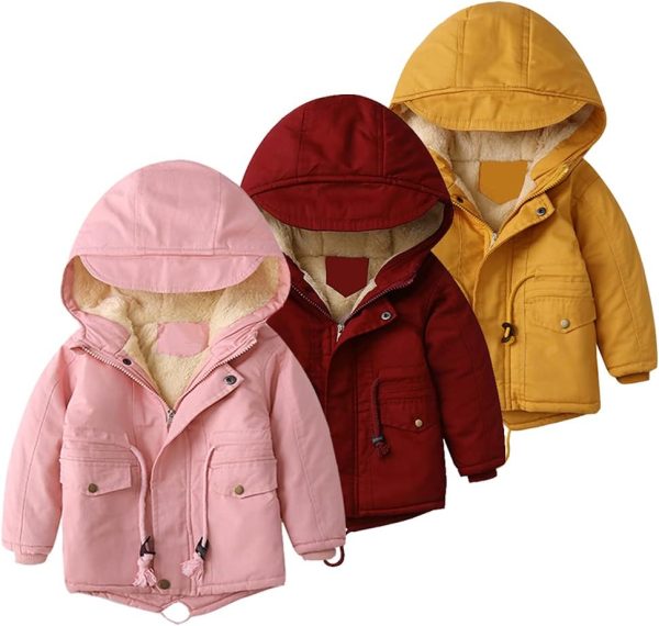 L SERVER Children's Girls Winter Jacket Boys Parka Fleece Lining Thick Warm Hooded Jacket - Afbeelding 7