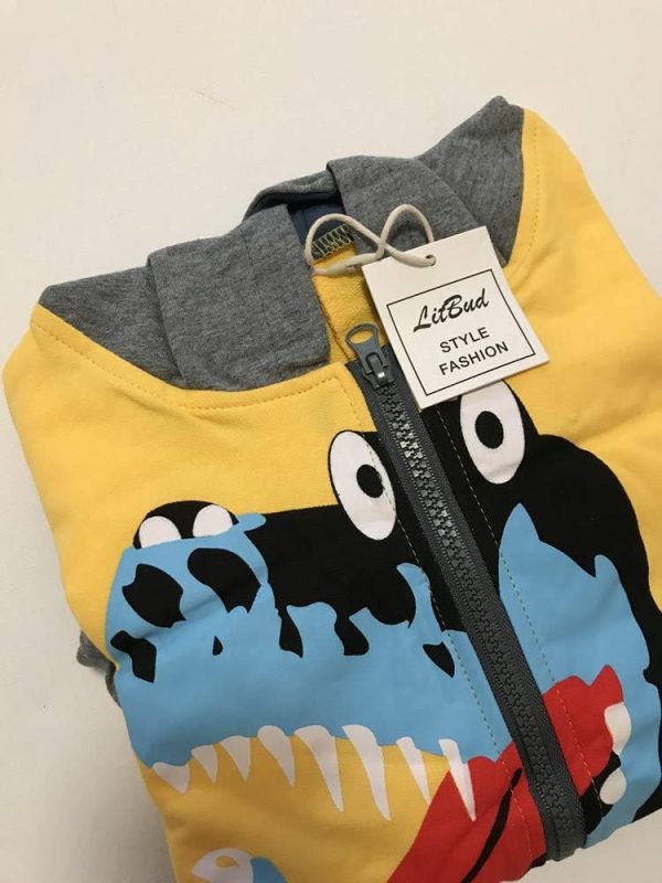 LitBud Kleine Kids Hoodies voor Jongens Peuter Cartoon Dinosaurus Rits Packaway Jas Lente Jas - Afbeelding 7