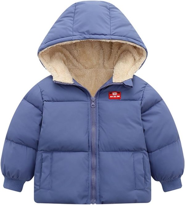 kids4ever Winterjas voor baby's, jas met ritssluiting, capuchon, winddicht, warm fleece, bovenkleding, sneeuwpak met twee zakken, voor jongens en meisjes, 12 maanden, 5 jaar