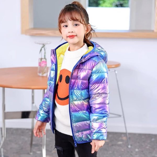 linboo Winterjas voor kinderen, voor meisjes, lichte jas met capuchon, gewatteerde jas, kleurrijke katoenen jas, jongens, herfstjas - Afbeelding 3