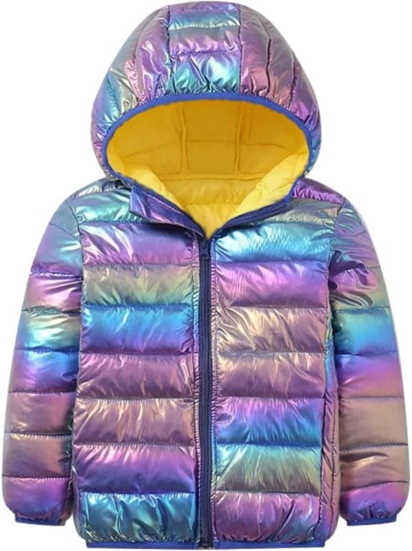 linboo Winterjas voor kinderen, voor meisjes, lichte jas met capuchon, gewatteerde jas, kleurrijke katoenen jas, jongens, herfstjas
