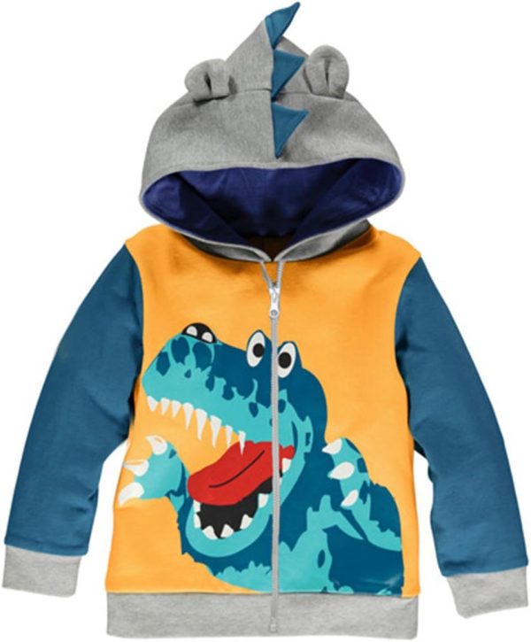 LitBud Kleine Kids Hoodies voor Jongens Peuter Cartoon Dinosaurus Rits Packaway Jas Lente Jas