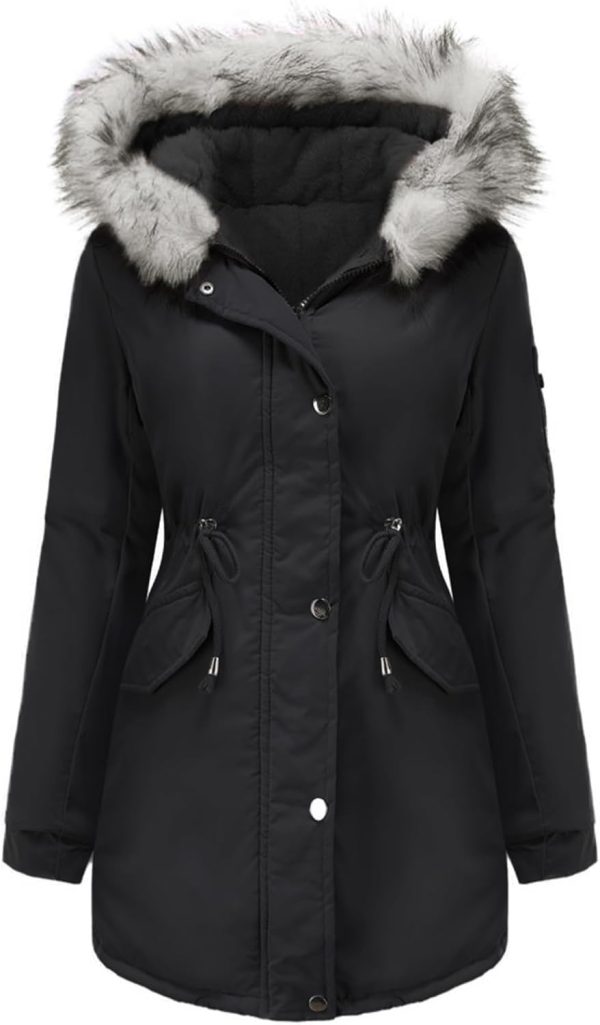 Vancavoo Winterparka voor dames, winterjas, parka, donsjas, herfst, winter, warme kraag met capuchon en zak