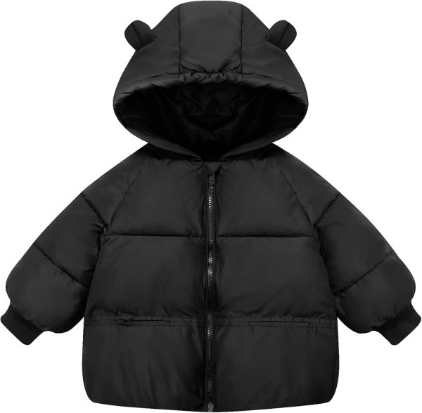 FEOYA Babywinterjas van katoen, warm, voor jongens en meisjes, gewatteerd, licht, dikke kinderjassen, met capuchon, 90-130