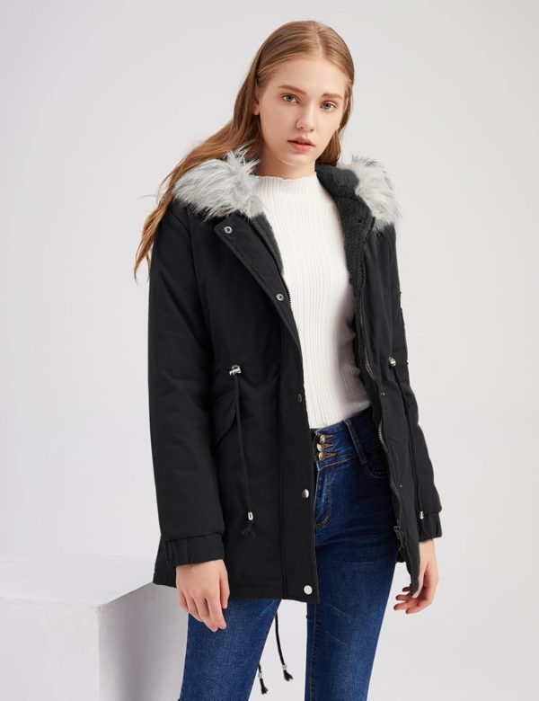 Vancavoo Winterparka voor dames, winterjas, parka, donsjas, herfst, winter, warme kraag met capuchon en zak - Afbeelding 2