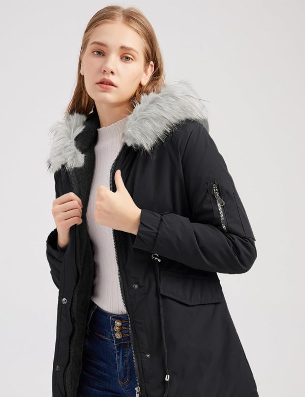 Vancavoo Winterparka voor dames, winterjas, parka, donsjas, herfst, winter, warme kraag met capuchon en zak - Afbeelding 3