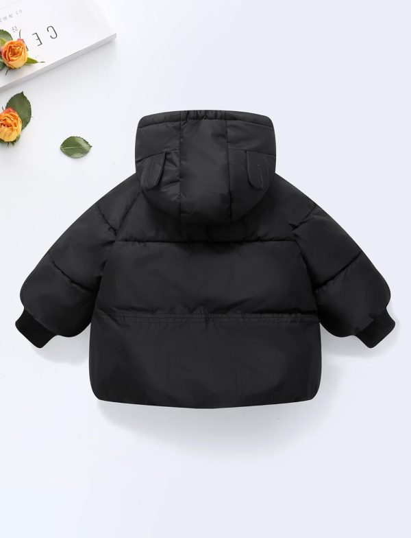 FEOYA Babywinterjas van katoen, warm, voor jongens en meisjes, gewatteerd, licht, dikke kinderjassen, met capuchon, 90-130 - Afbeelding 2