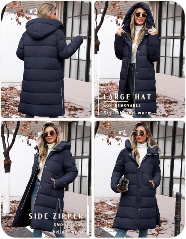 Tuopuda Damesjas, winterjas, gevoerde jas, warme parka, sweatvest met capuchon, gewatteerde jas, lange jas, outwear, winddicht - Afbeelding 2