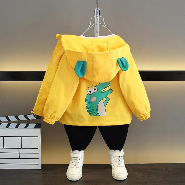 SXSHUN Children's Hooded Jacket with Dinosaur Motif Long Sleeve Windproof - Afbeelding 7