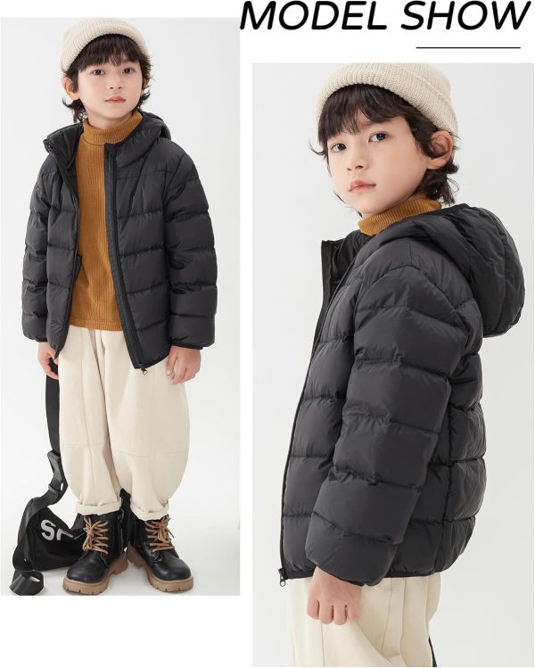 Adigau Children's Jacket Boys Girls Lightweight Warm Quilted Jacket with Hood Ultra Light Windproof Down Jacket Autumn Winter Jacket for 2-12 Years - Afbeelding 4