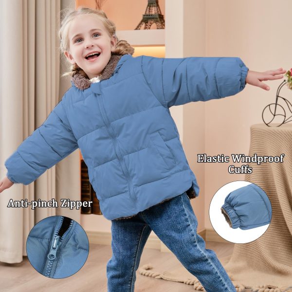 kids4ever Baby Jacket Boys Girls Cute Plush Bear Ears Winter Jacket Zip Hooded Jacket with Pockets 6 Months 5 Years - Afbeelding 4