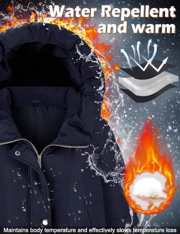Tuopuda Damesjas, winterjas, gevoerde jas, warme parka, sweatvest met capuchon, gewatteerde jas, lange jas, outwear, winddicht - Afbeelding 4