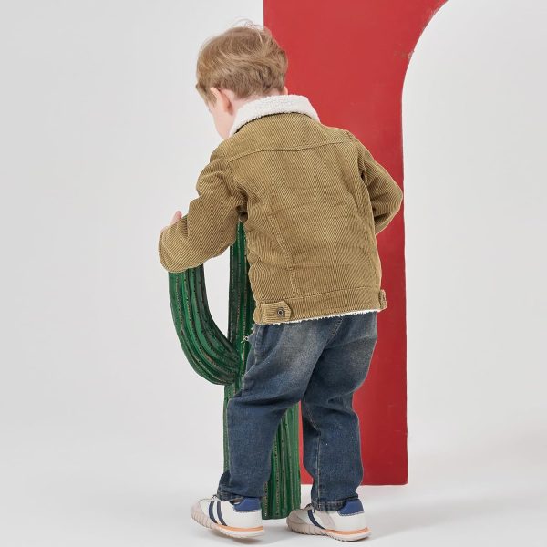 Volunboy Baby Boys' Corduroy Winter Jacket with Sherpa Lining Fleece Lined Corduroy Winter Jacket - Afbeelding 4