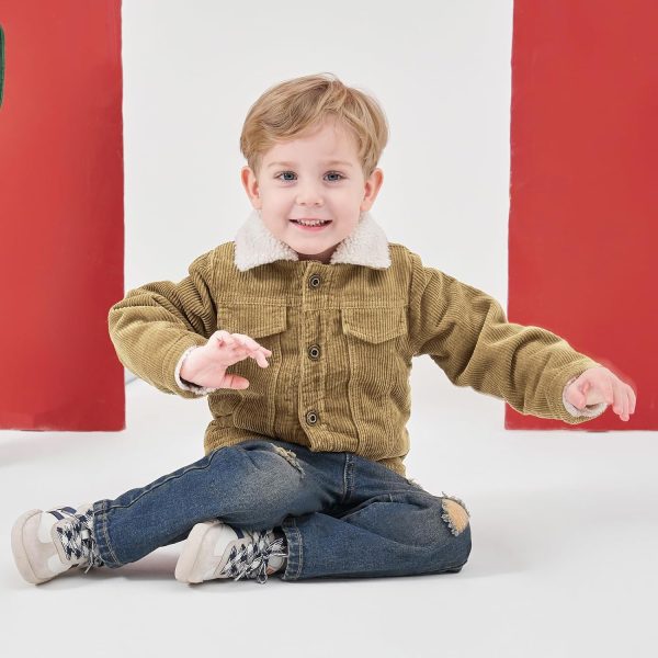 Volunboy Baby Boys' Corduroy Winter Jacket with Sherpa Lining Fleece Lined Corduroy Winter Jacket - Afbeelding 5
