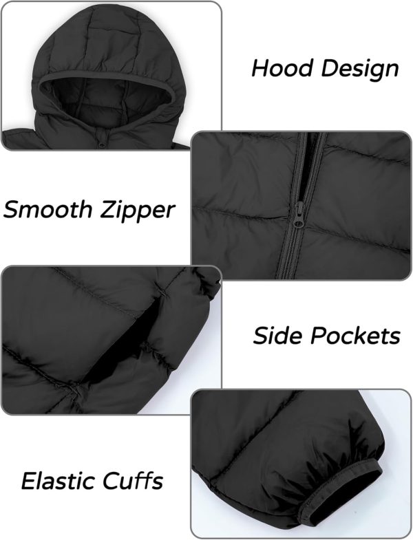 Adigau Children's Jacket Boys Girls Lightweight Warm Quilted Jacket with Hood Ultra Light Windproof Down Jacket Autumn Winter Jacket for 2-12 Years - Afbeelding 3