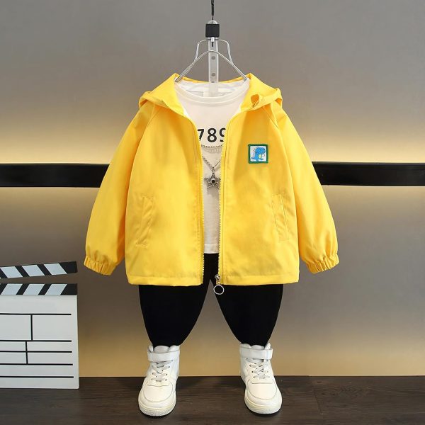 SXSHUN Children's Hooded Jacket with Dinosaur Motif Long Sleeve Windproof - Afbeelding 6