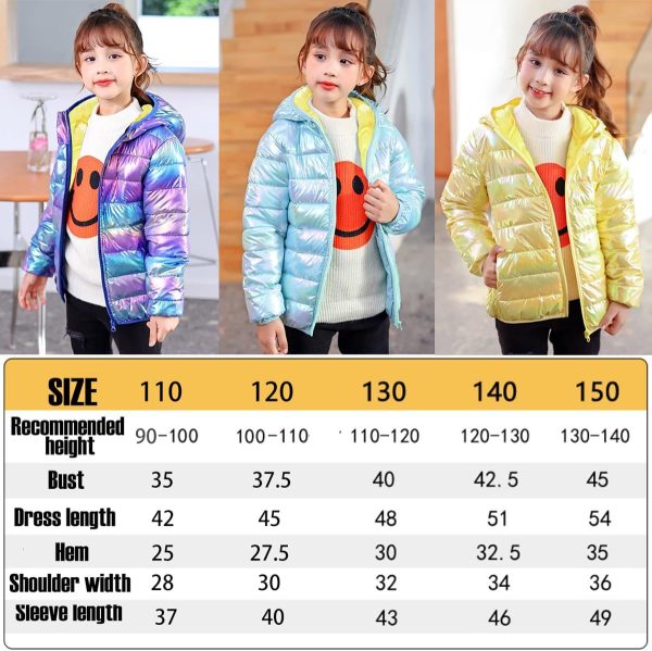 linboo Winterjas voor kinderen, voor meisjes, lichte jas met capuchon, gewatteerde jas, kleurrijke katoenen jas, jongens, herfstjas - Afbeelding 7