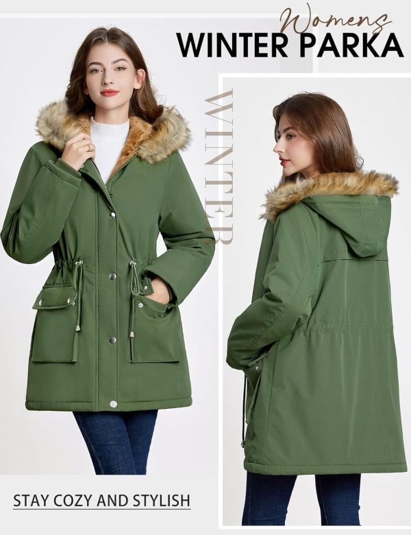 Lonya Women's Winter Parka Elegant Water-Repellent Trench Coat Long Jacket with Hood - Afbeelding 2