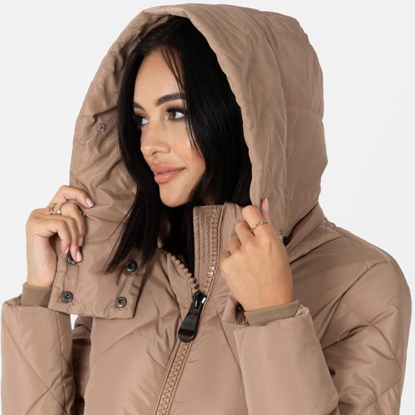 Lovedrobe Dames Winterjas Dames Jas Puffer Verwijderbare Faux Bont Capuchon Zakken Gewatteerde Gewatteerde Longline Puffa Bovenkleding - Afbeelding 4