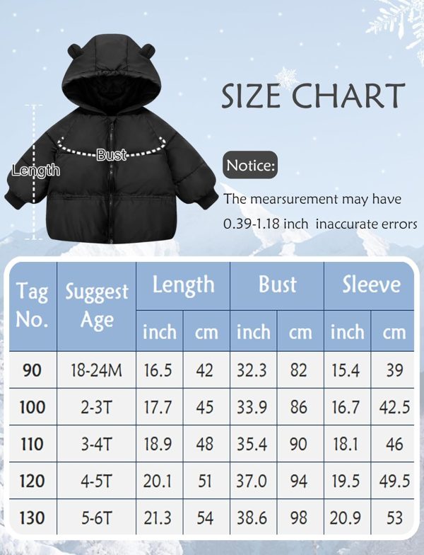 FEOYA Babywinterjas van katoen, warm, voor jongens en meisjes, gewatteerd, licht, dikke kinderjassen, met capuchon, 90-130 - Afbeelding 6