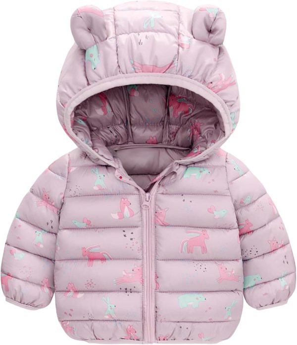 Happy Cherry Baby Winter Jacket Boys' Quilted Jacket with Hood Long Sleeve Down Jacket Girls Warm Quilted Lightweight Snow Jacket for Kids 9 Months - 4 Years