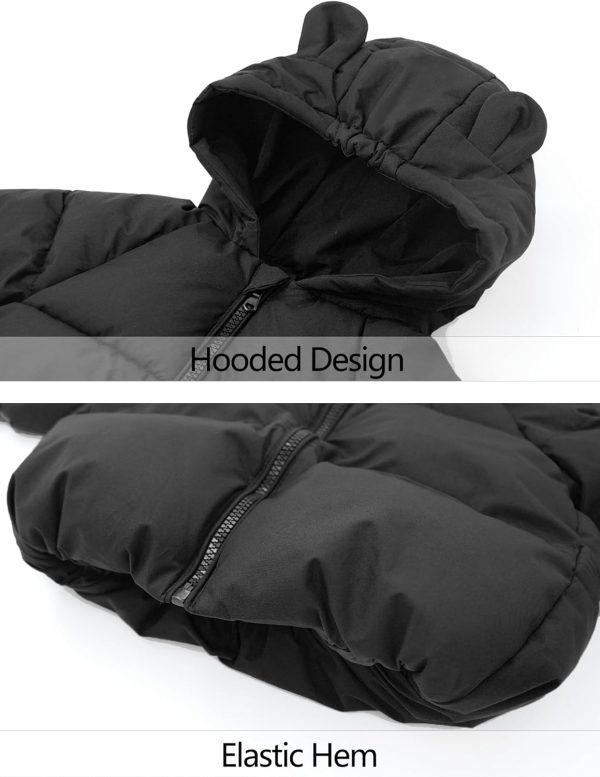 FEOYA Babywinterjas van katoen, warm, voor jongens en meisjes, gewatteerd, licht, dikke kinderjassen, met capuchon, 90-130 - Afbeelding 3