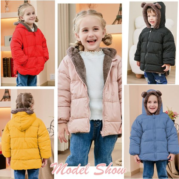 kids4ever Baby Jacket Boys Girls Cute Plush Bear Ears Winter Jacket Zip Hooded Jacket with Pockets 6 Months 5 Years - Afbeelding 6
