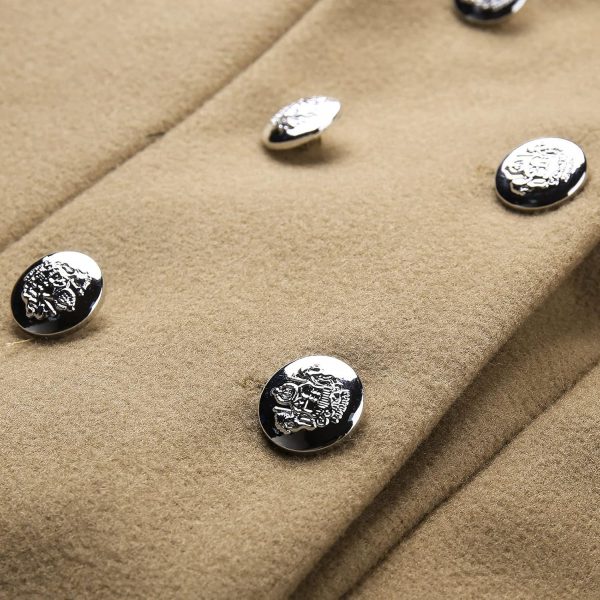 IQYU Damesmantel winterwol: trenchcoat dames beige lange winterjas lange winterjas lange mouwen revers wollen jas elegant windjack herfst caban warm wollen jas slim fit korte jas met knoop dufflecoat - Afbeelding 6