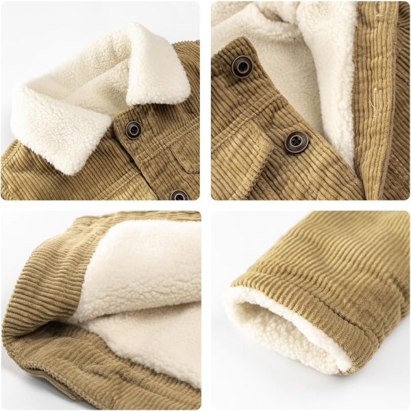 Volunboy Baby Boys' Corduroy Winter Jacket with Sherpa Lining Fleece Lined Corduroy Winter Jacket - Afbeelding 2