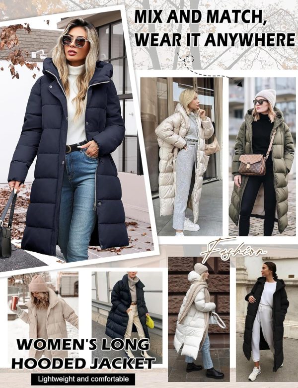 Tuopuda Damesjas, winterjas, gevoerde jas, warme parka, sweatvest met capuchon, gewatteerde jas, lange jas, outwear, winddicht - Afbeelding 7