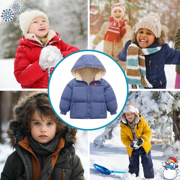 kids4ever Winterjas voor baby's, jas met ritssluiting, capuchon, winddicht, warm fleece, bovenkleding, sneeuwpak met twee zakken, voor jongens en meisjes, 12 maanden, 5 jaar - Afbeelding 4